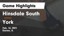 Hinsdale South  vs York  Game Highlights - Feb. 16, 2021