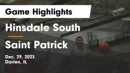 Hinsdale South  vs Saint Patrick  Game Highlights - Dec. 29, 2023