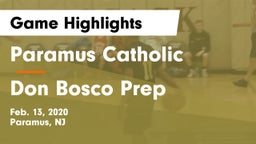 Paramus Catholic  vs Don Bosco Prep  Game Highlights - Feb. 13, 2020