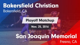 Matchup: Bakersfield Christia vs. San Joaquin Memorial  2016
