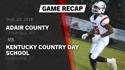 Recap: Adair County  vs. Kentucky Country Day School 2016