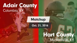 Matchup: Adair County High vs. Hart County  2016
