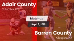 Matchup: Adair County High vs. Barren County  2019