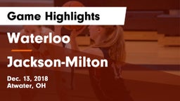 Waterloo  vs Jackson-Milton  Game Highlights - Dec. 13, 2018