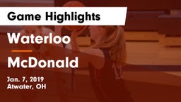 Waterloo  vs McDonald  Game Highlights - Jan. 7, 2019