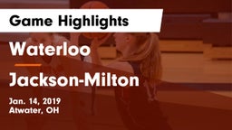 Waterloo  vs Jackson-Milton  Game Highlights - Jan. 14, 2019