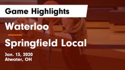 Waterloo  vs Springfield Local  Game Highlights - Jan. 13, 2020