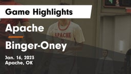 Apache  vs Binger-Oney Game Highlights - Jan. 16, 2023