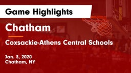 Chatham  vs Coxsackie-Athens Central Schools Game Highlights - Jan. 3, 2020