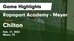 Rapoport Academy - Meyer  vs Chilton  Game Highlights - Feb. 17, 2023