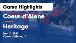 Coeur d'Alene  vs Heritage  Game Highlights - Jan. 2, 2020