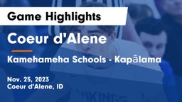 Coeur d'Alene  vs Kamehameha Schools - Kapalama Game Highlights - Nov. 25, 2023