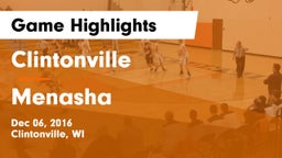 Clintonville  vs Menasha  Game Highlights - Dec 06, 2016