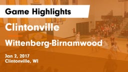 Clintonville  vs Wittenberg-Birnamwood  Game Highlights - Jan 2, 2017