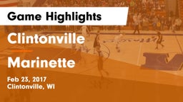 Clintonville  vs Marinette  Game Highlights - Feb 23, 2017
