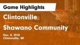 Clintonville  vs Shawano Community  Game Highlights - Dec. 8, 2018