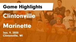 Clintonville  vs Marinette  Game Highlights - Jan. 9, 2020