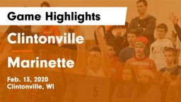 Clintonville  vs Marinette  Game Highlights - Feb. 13, 2020