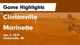 Clintonville  vs Marinette  Game Highlights - Jan. 3, 2019