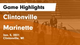 Clintonville  vs Marinette  Game Highlights - Jan. 5, 2021