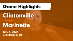 Clintonville  vs Marinette  Game Highlights - Jan. 4, 2022