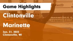 Clintonville  vs Marinette  Game Highlights - Jan. 31, 2023