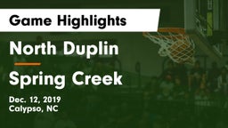 North Duplin  vs Spring Creek  Game Highlights - Dec. 12, 2019