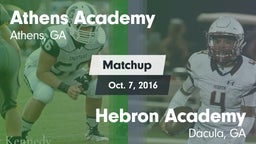 Matchup: Athens Academy vs. Hebron Academy  2016