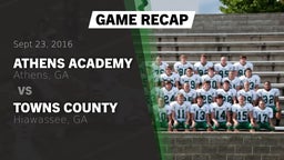 Recap: Athens Academy vs. Towns County  2016