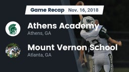 Recap: Athens Academy vs. Mount Vernon School 2018