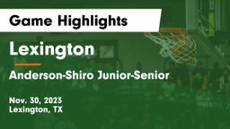 Lexington  vs Anderson-Shiro Junior-Senior  Game Highlights - Nov. 30, 2023