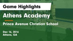Athens Academy vs Prince Avenue Christian School Game Highlights - Dec 16, 2016