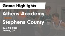 Athens Academy vs Stephens County  Game Highlights - Dec. 28, 2023