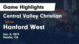 Central Valley Christian vs Hanford West  Game Highlights - Jan. 8, 2019