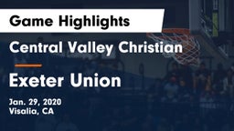 Central Valley Christian vs Exeter Union  Game Highlights - Jan. 29, 2020