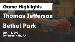 Thomas Jefferson  vs Bethel Park  Game Highlights - Jan. 15, 2021