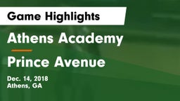 Athens Academy vs Prince Avenue  Game Highlights - Dec. 14, 2018