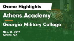 Athens Academy vs Georgia Military College  Game Highlights - Nov. 25, 2019
