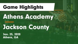 Athens Academy vs Jackson County  Game Highlights - Jan. 25, 2020