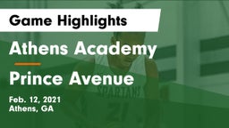 Athens Academy vs Prince Avenue  Game Highlights - Feb. 12, 2021
