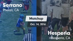 Matchup: Serrano  vs. Hesperia  2016