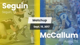 Matchup: Seguin  vs. McCallum  2017
