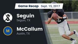 Recap: Seguin  vs. McCallum  2017