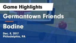 Germantown Friends  vs Bodine Game Highlights - Dec. 8, 2017