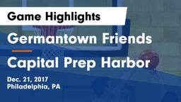 Germantown Friends  vs Capital Prep Harbor Game Highlights - Dec. 21, 2017