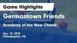 Germantown Friends  vs Academy of the New Church  Game Highlights - Jan. 19, 2018