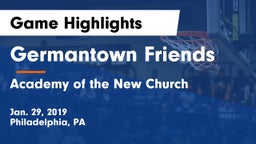 Germantown Friends  vs Academy of the New Church  Game Highlights - Jan. 29, 2019