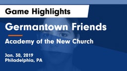Germantown Friends  vs Academy of the New Church  Game Highlights - Jan. 30, 2019