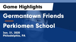 Germantown Friends  vs Perkiomen School Game Highlights - Jan. 31, 2020