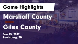 Marshall County  vs Giles County Game Highlights - Jan 25, 2017